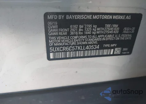 2019 BMW X5 xDrive40I from USA, damaged, VIN 5UXCR6C57KLL40534